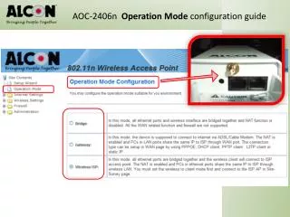 AOC-2406n Operation Mode configuration guide