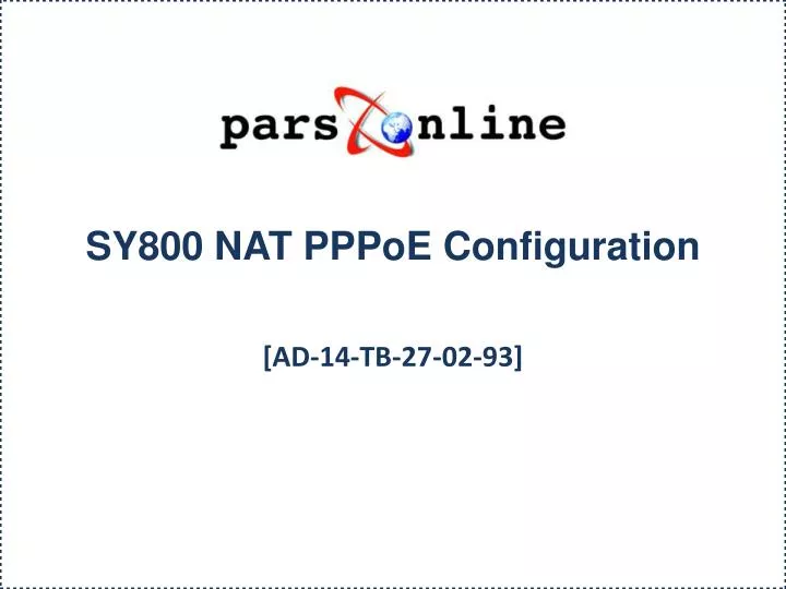 sy800 nat pppoe configuration