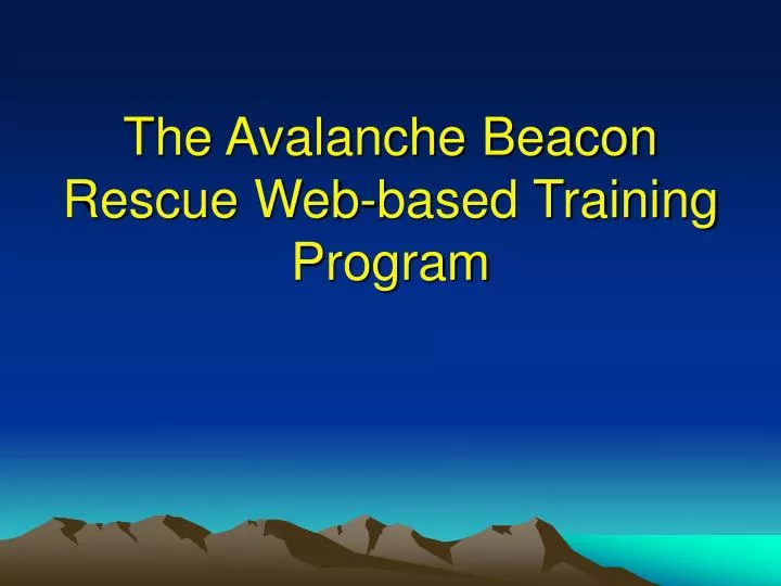 the avalanche beacon rescue web based training program
