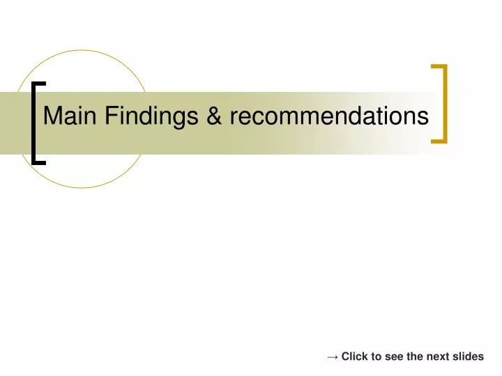 main findings recommendations