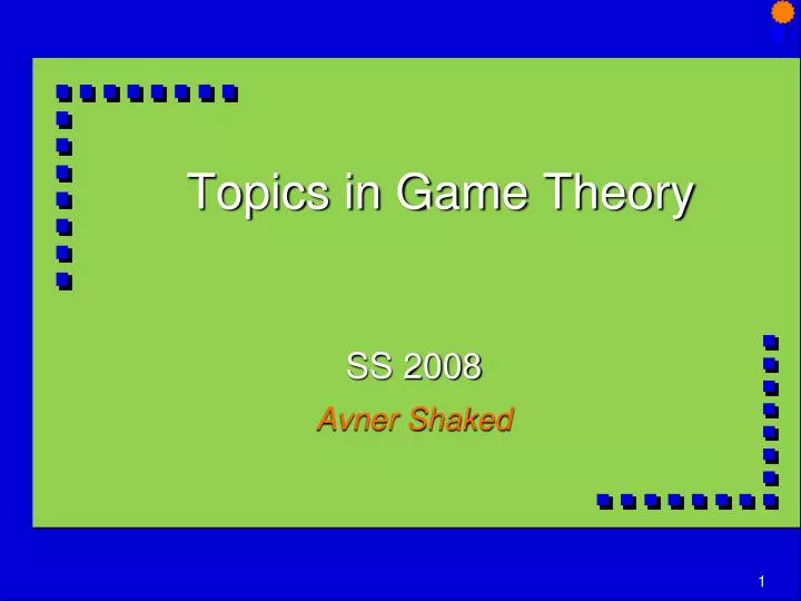 topics in game theory