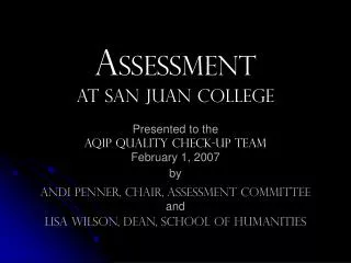 A ssessment at San Juan College