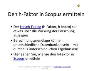 Den h-Faktor in Scopus ermitteln