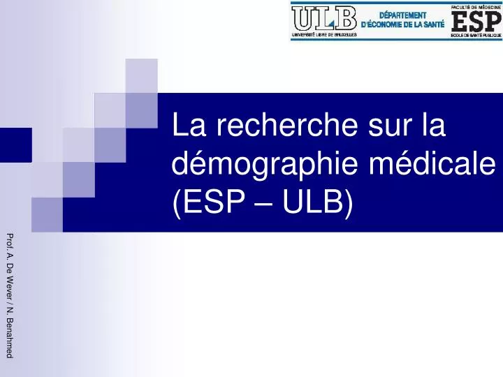 la recherche sur la d mographie m dicale esp ulb