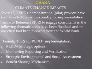 GHANA CLIMATE CHANGE IMPACTS