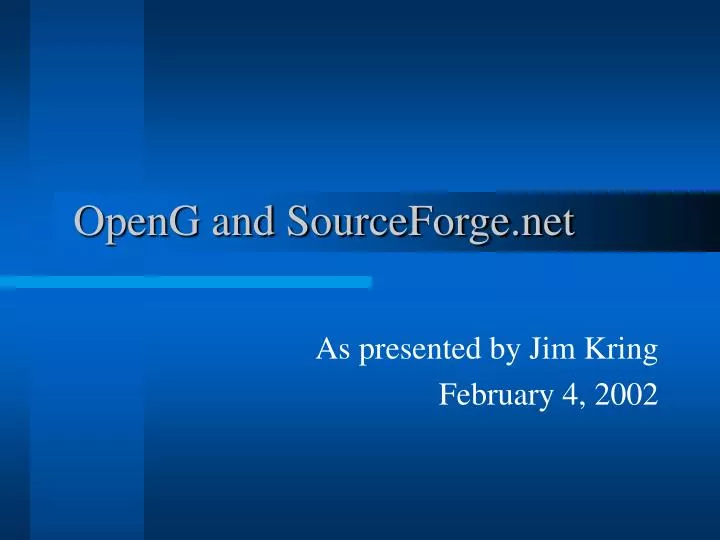 openg and sourceforge net