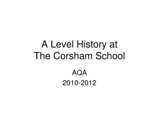 A Level History at The Corsham School