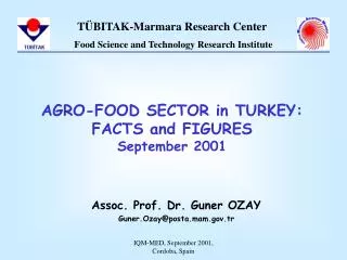 AGRO-FOOD SECTOR in TURKEY: FACTS and FIGURES September 2001