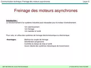 freinage des moteurs asynchrones