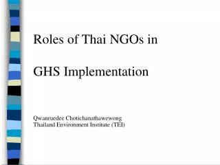 Why do Thai Gov. and NGOs work closely in GHS ?