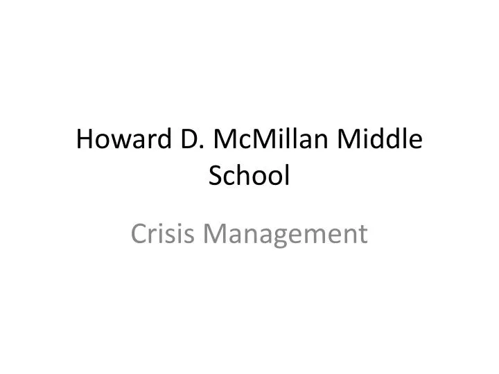 howard d mcmillan middle school