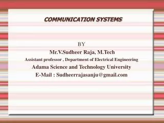 COMMUNICATION SYSTEMS