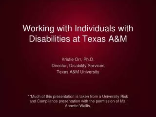 Working with Individuals with Disabilities at Texas A&amp;M