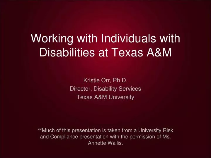 working with individuals with disabilities at texas a m