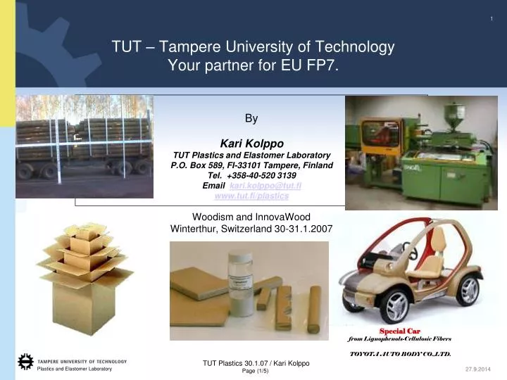 tut tampere university of technology your partner for eu fp7