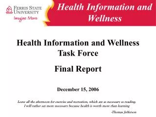 Health Information and Wellness