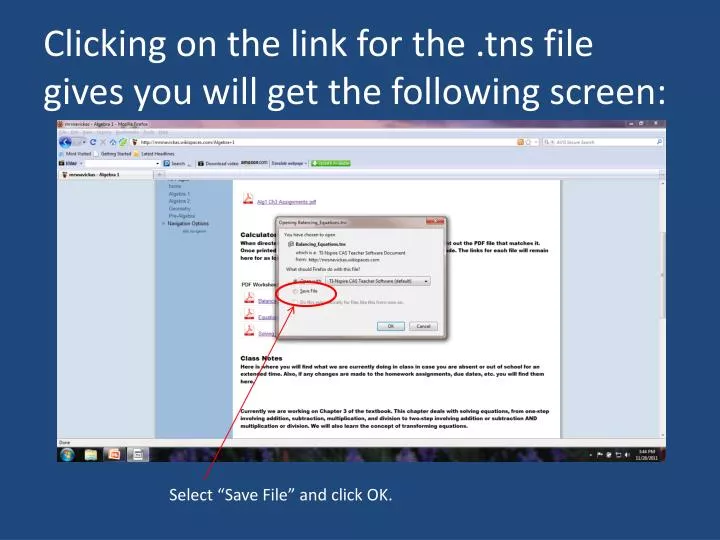 clicking on the link for the tns file gives you will get the following screen