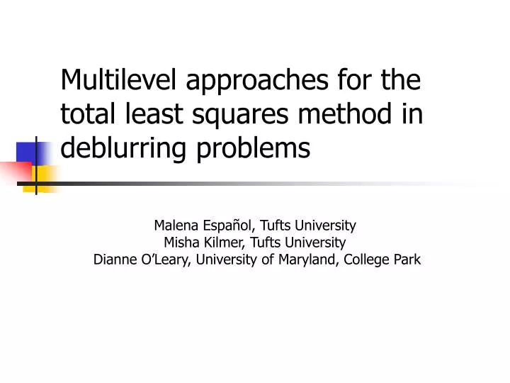 multilevel approaches for the total least squares method in deblurring problems