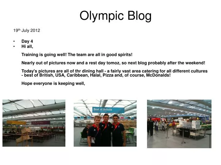 olympic blog 19 th july 2012
