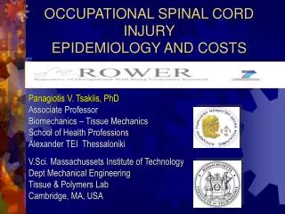 OCCUPATIONAL SPINAL CORD INJURY EPIDEMIOLOGY AND COSTS