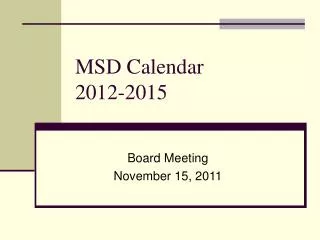 MSD Calendar 2012-2015