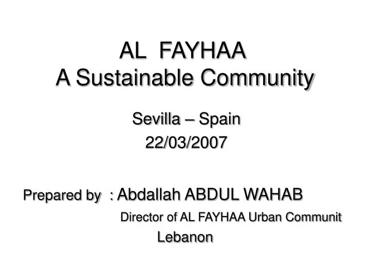 al fayhaa a sustainable community