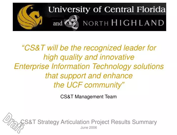 cs t strategy articulation project results summary june 2006