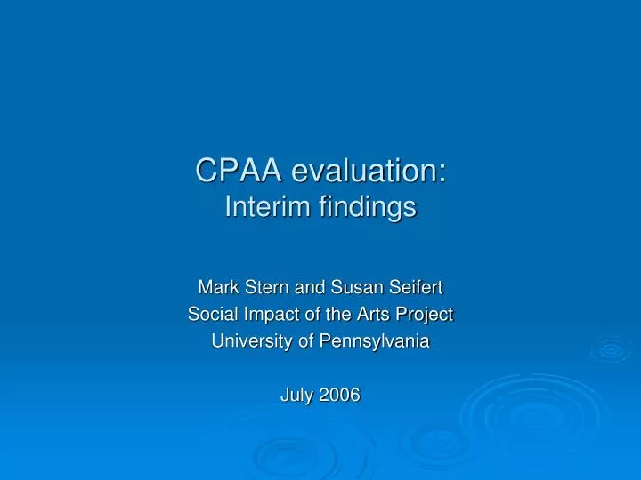 cpaa evaluation interim findings