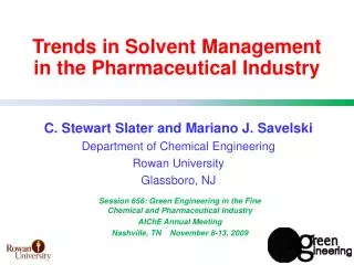 Trends in Solvent Management in the Pharmaceutical Industry