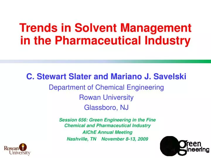 trends in solvent management in the pharmaceutical industry