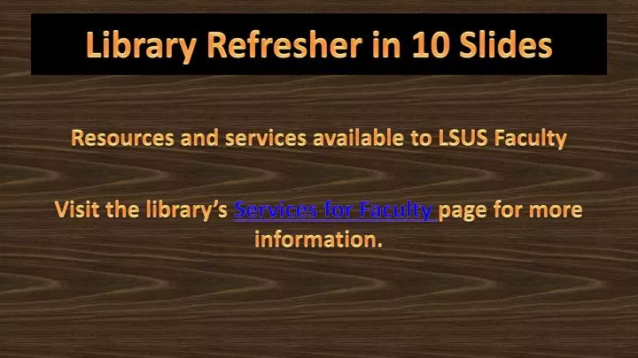 library refresher in 10 slides