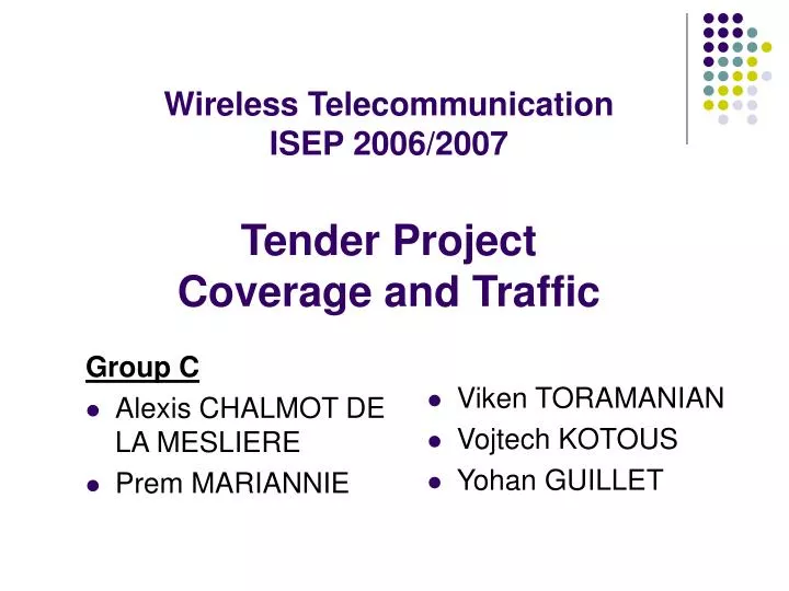 wireless telecommunication isep 2006 2007 tender project coverage and traffic