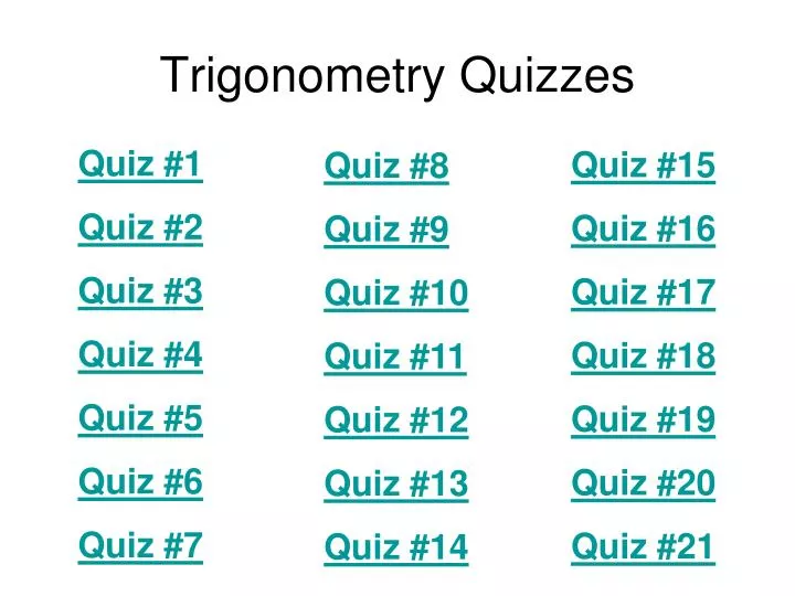 trigonometry quizzes