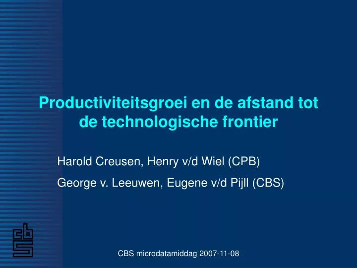 productiviteitsgroei en de afstand tot de technologische frontier