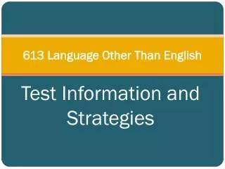 613 Language Other Than English