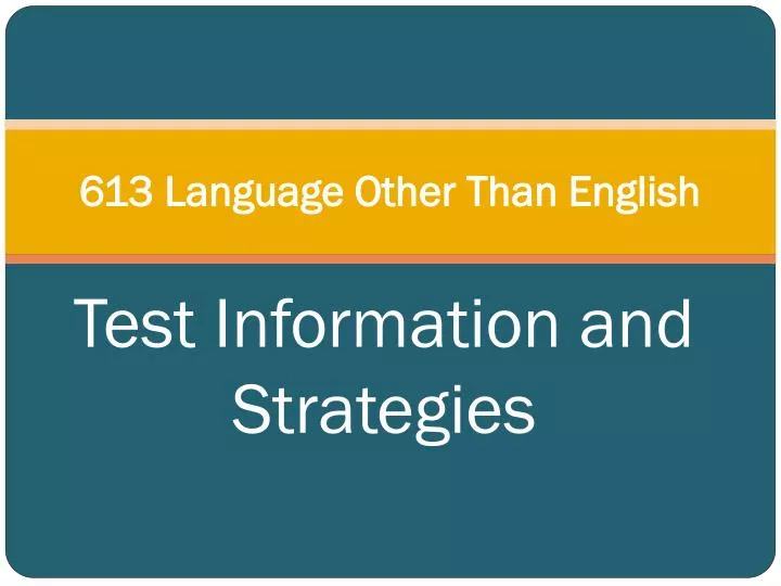 613 language other than english