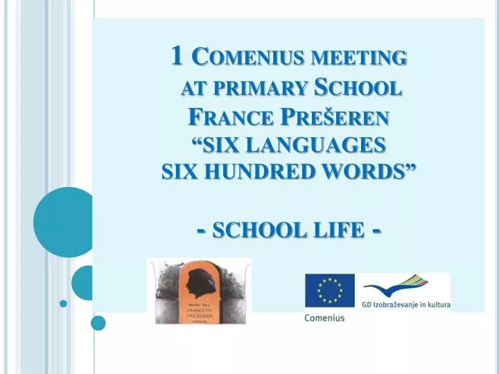 1 comenius meeting at primary school france pre eren six languages six hundred words school life