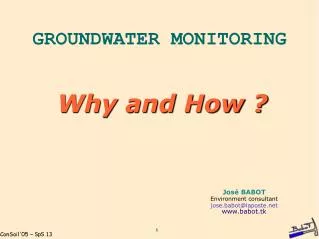 GROUNDWATER MONITORING