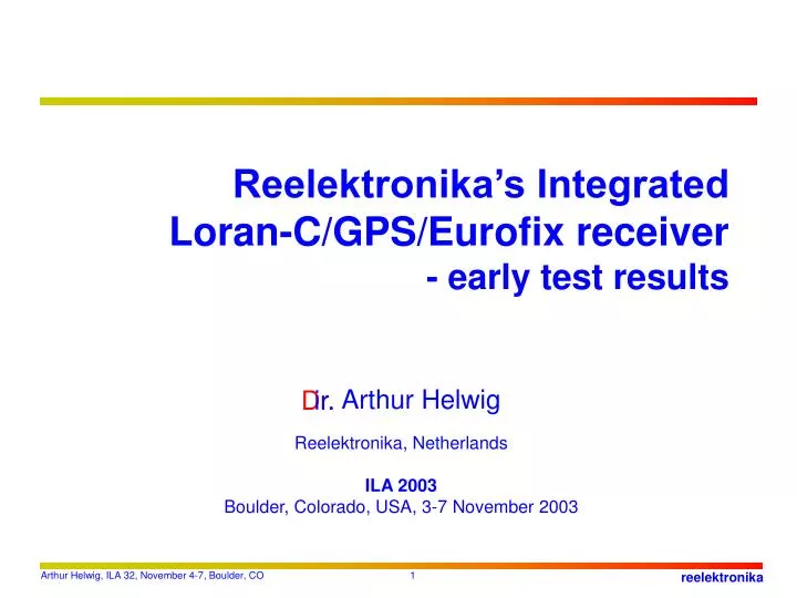 reelektronika s integrated loran c gps eurofix receiver early test results