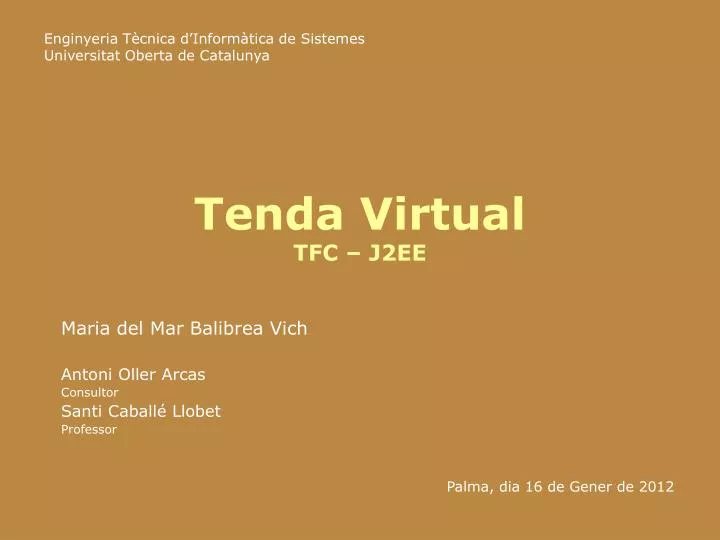tenda virtual tfc j2ee
