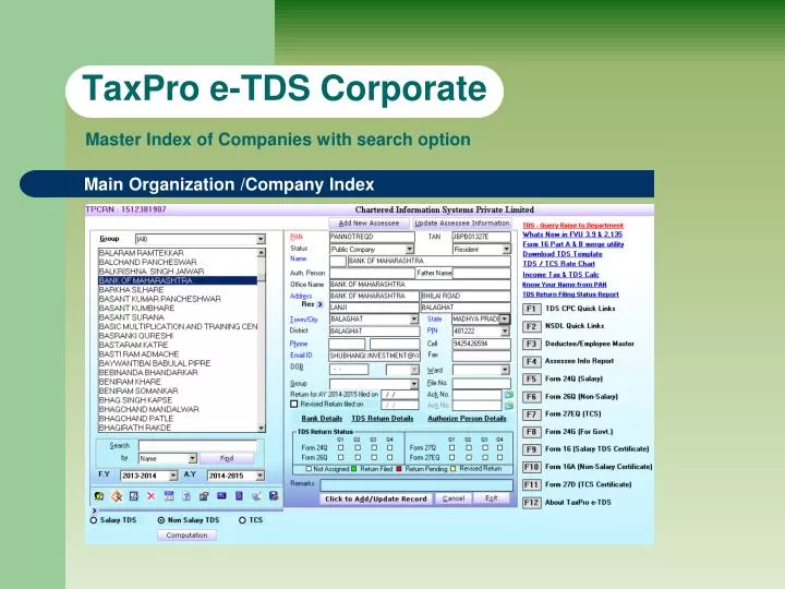taxpro e tds corporate