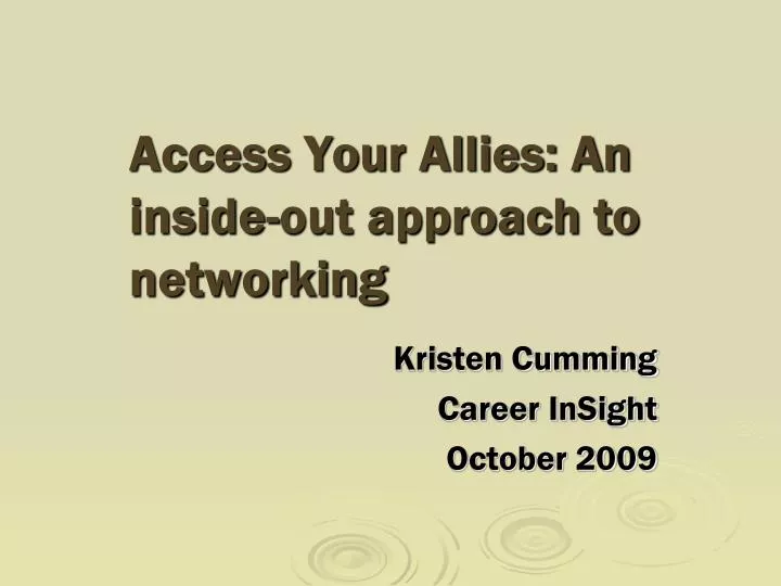 access your allies an inside out approach to networking