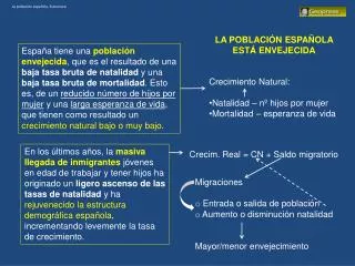 la poblaci n espa ola estructura