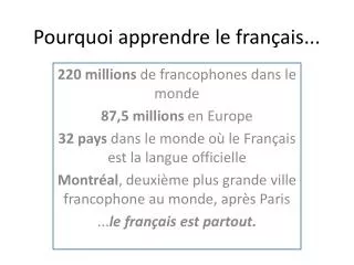 pourquoi apprendre le fran ais