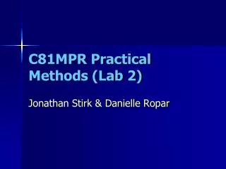 C81MPR Practical Methods (Lab 2)