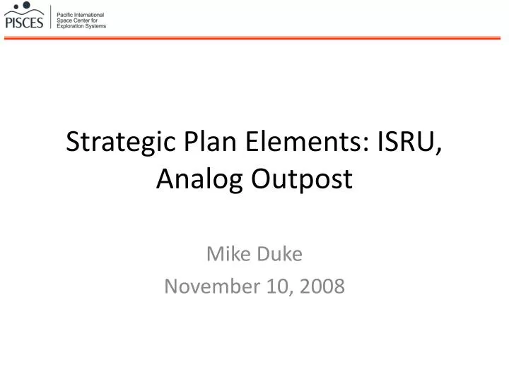 strategic plan elements isru analog outpost