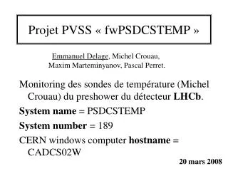projet pvss fwpsdcstemp