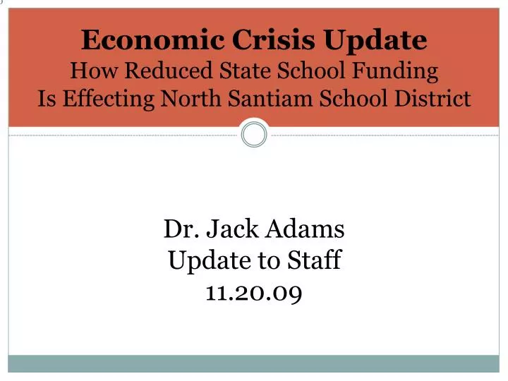economic crisis update how reduced state school funding is effecting north santiam school district