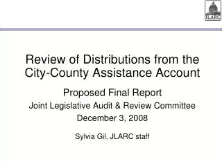 Review of Distributions from the City-County Assistance Account