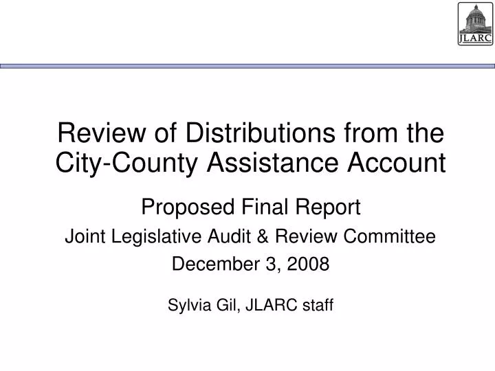 review of distributions from the city county assistance account